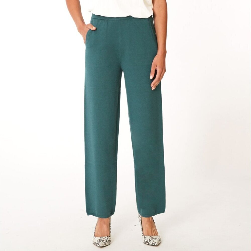 WYNNE LAYERS (1X) Sweater Knit Wide-Leg Pants Pockets Pull-On Soft Dark Teal NEW - Picture 3 of 12